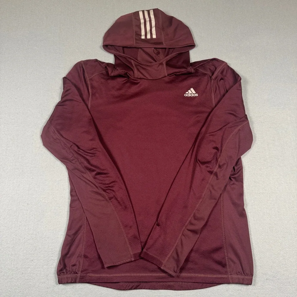 Adidas Energy Running Climawarm Hoodie Maroon Burgundy Mens Large Long Sleeve